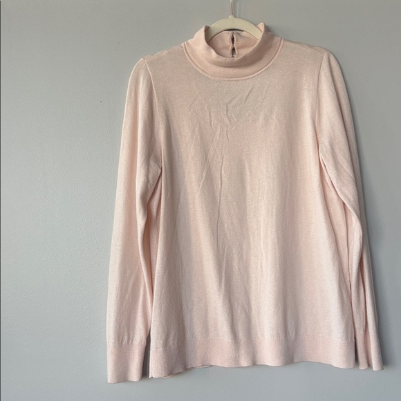 Powder pink mock neck Loft sweater with cutout back - Picture 1 of 7